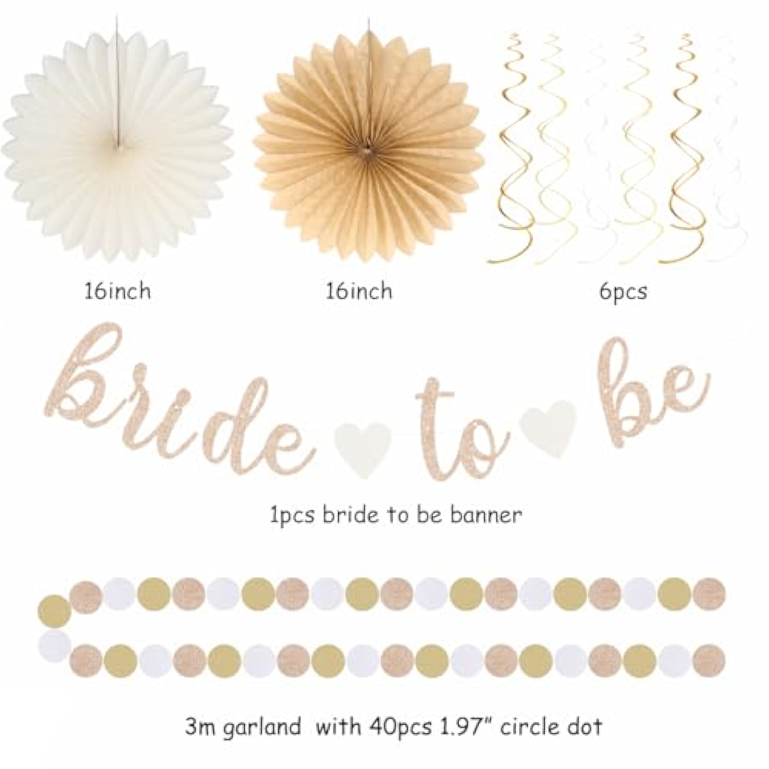 21-Pc Champagne-Gold Fall Boho Bachelorette & Bridal Shower Decorations