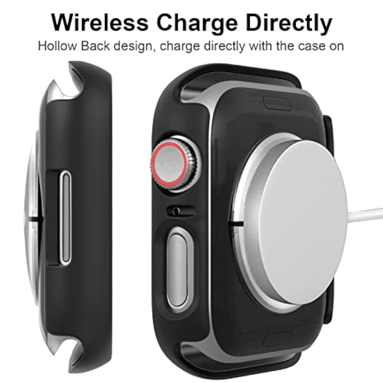 2-Pack Privacy Screen Protector Case for Apple Watch Series 7-9 45mm Black
