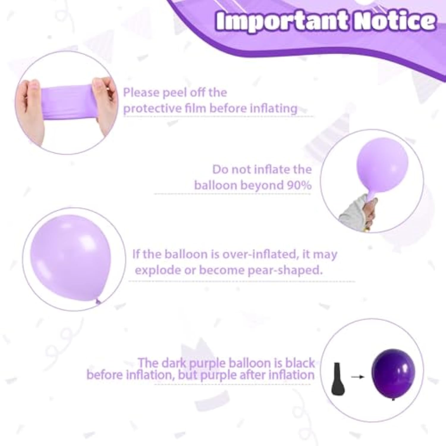 Purple Pink Black Balloons, 12 Inch Pink Black Macaron Dark Metallic Purple Confetti Balloons For Girls Women Wedding Bridal Shower Baby Shower Birthday Party Decorations