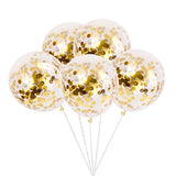 Light Blue Happy Birthday Banner With 5 Pcs Gold Confetti Balloons