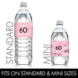 Pink, Black, And White 60Th Birthday Party Water Bottle Labels - 20 Waterproof Wrappers, 60Th Birthday Decorations For Women
