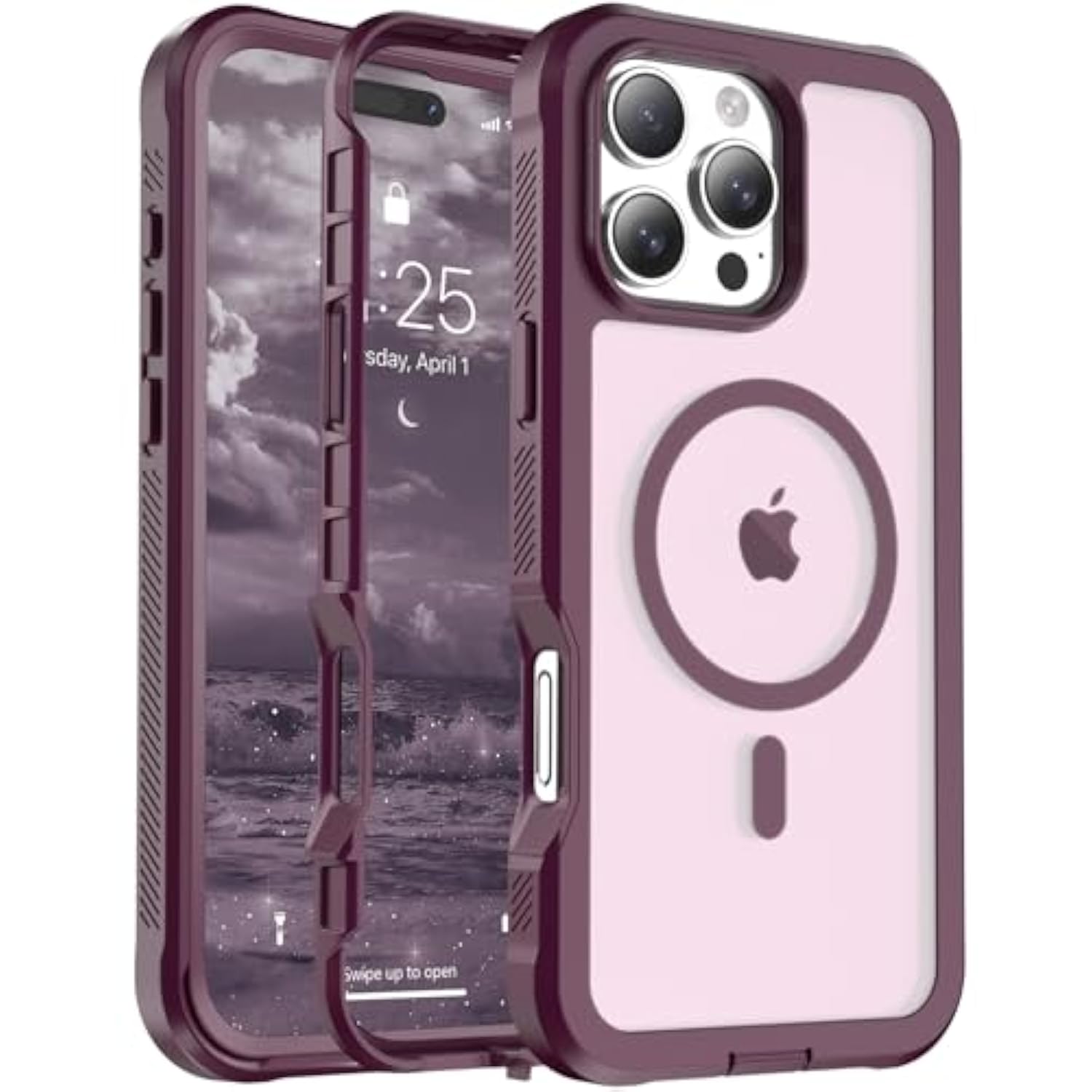 For Iphone 16 Pro Max Case, [Compatible With Magsafe][Military Grade Drop Protection][Heavy Duty Protection][Non-Slip][Shockproof] 2-Layer Durable Bumper Phone Case 6.9''-Wine Red