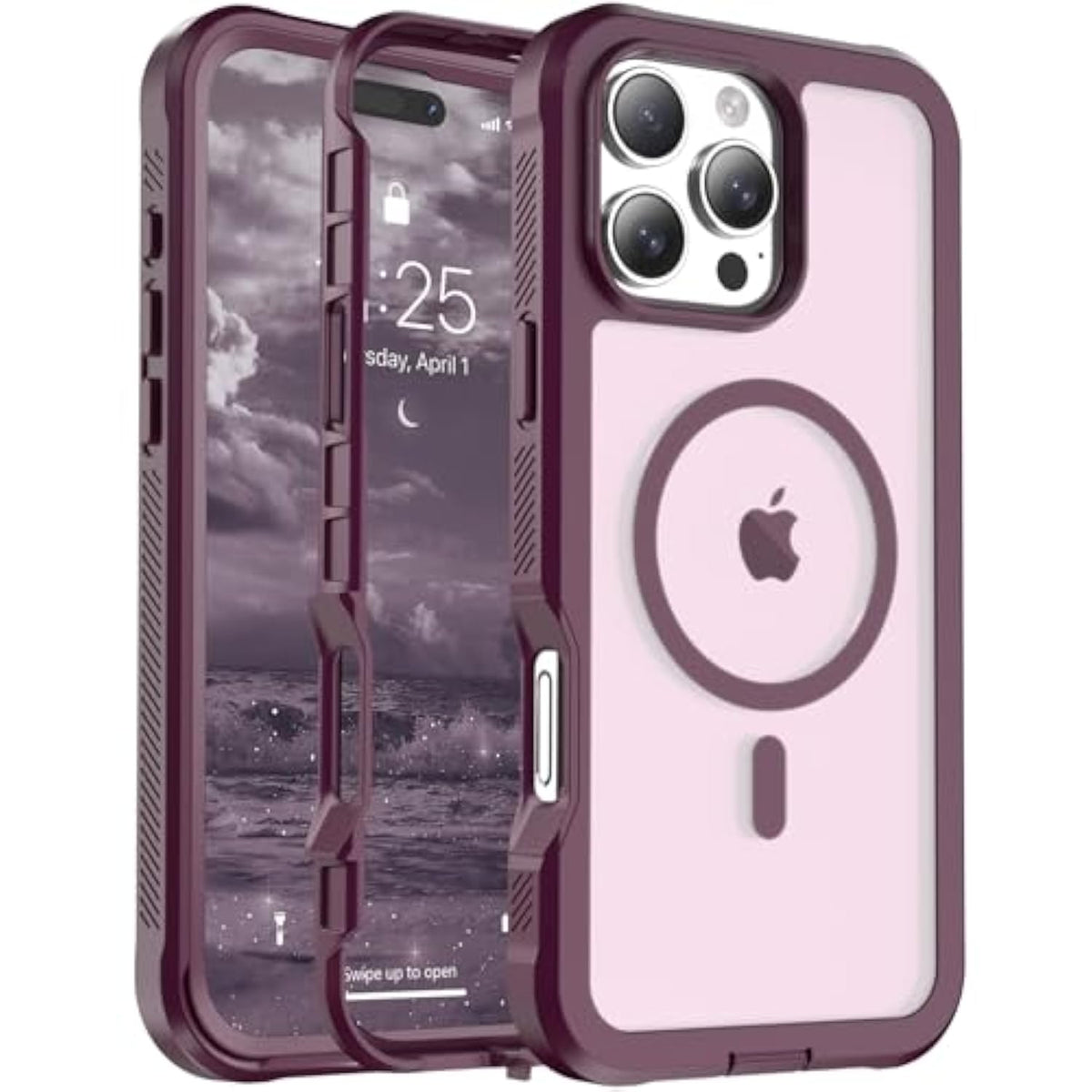 For Iphone 16 Pro Max Case, [Compatible With Magsafe][Military Grade Drop Protection][Heavy Duty Protection][Non-Slip][Shockproof] 2-Layer Durable Bumper Phone Case 6.9''-Wine Red
