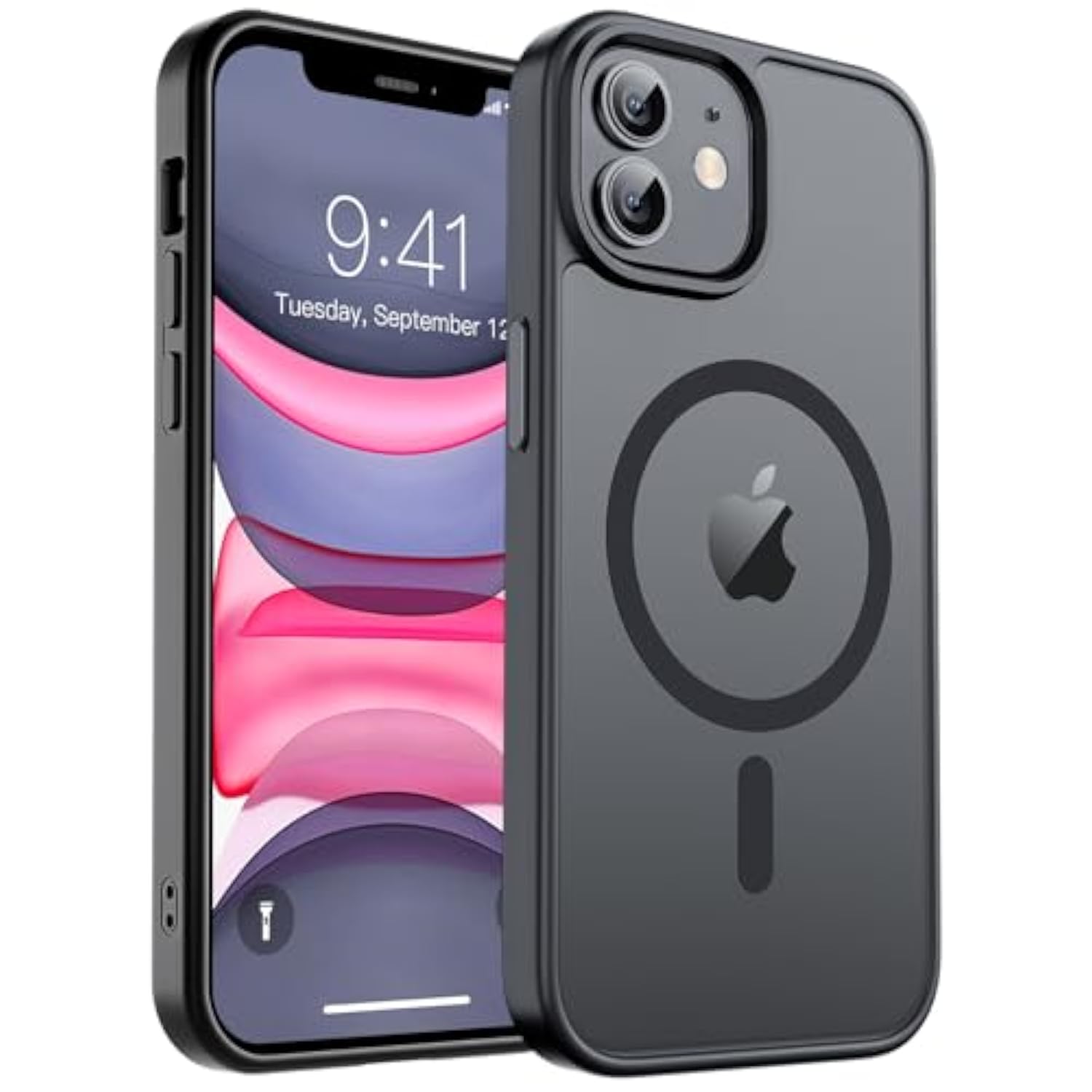Magnetic For Iphone 11 Phone Case, [Compatible With Magsafe] [Military Grade Drop Protection] Translucent Matte Shockproof Anti-Scratch Phone Case, Black