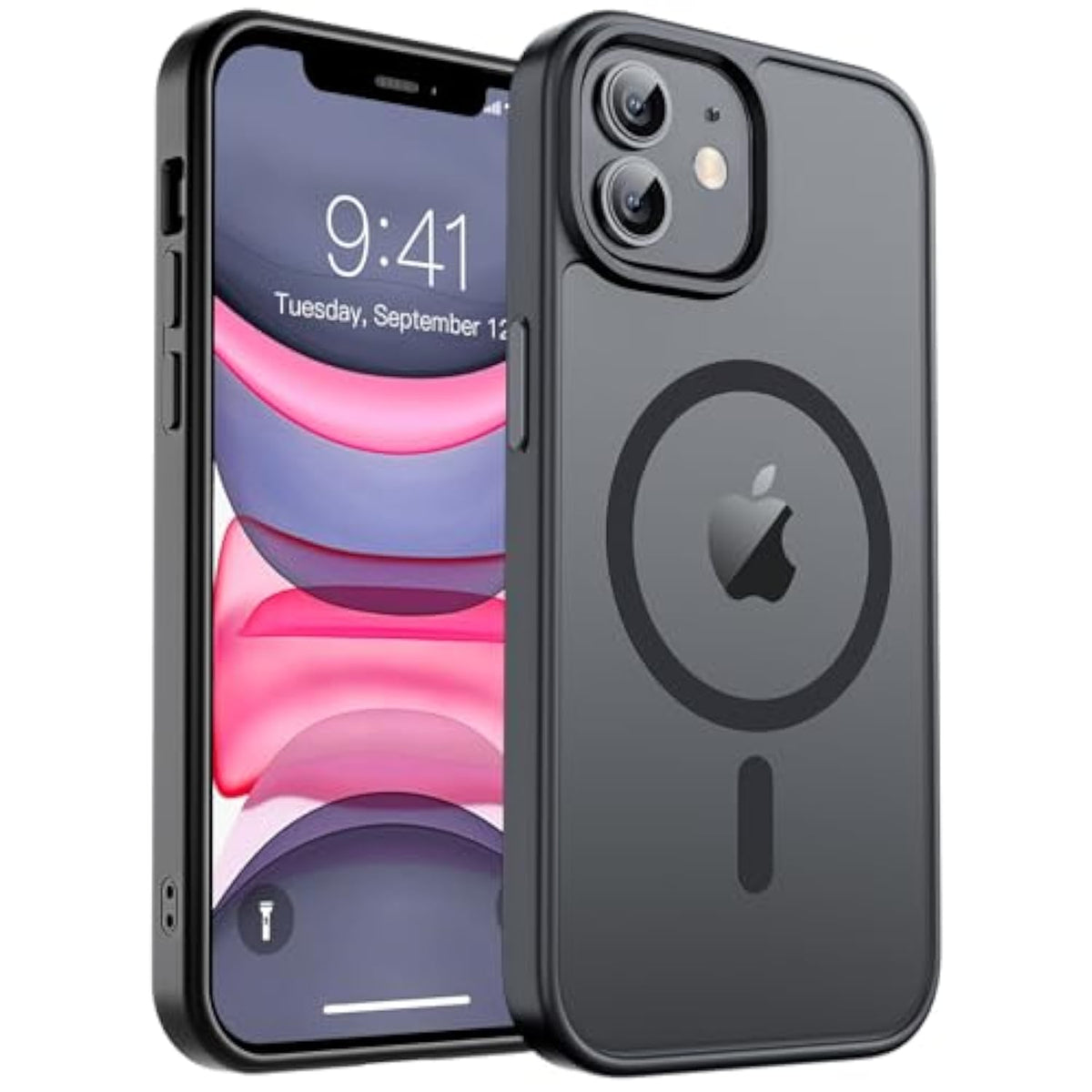 Magnetic For Iphone 11 Phone Case, [Compatible With Magsafe] [Military Grade Drop Protection] Translucent Matte Shockproof Anti-Scratch Phone Case, Black