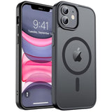 Magnetic For Iphone 11 Phone Case, [Compatible With Magsafe] [Military Grade Drop Protection] Translucent Matte Shockproof Anti-Scratch Phone Case, Black