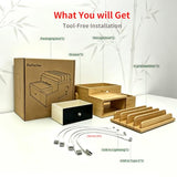 Bamboo Charging Organizer for Multi-Devices, with Drawer and Pen Holder, Nightstand Desk Charging Stations Electronic Organizer for Cell Phone,