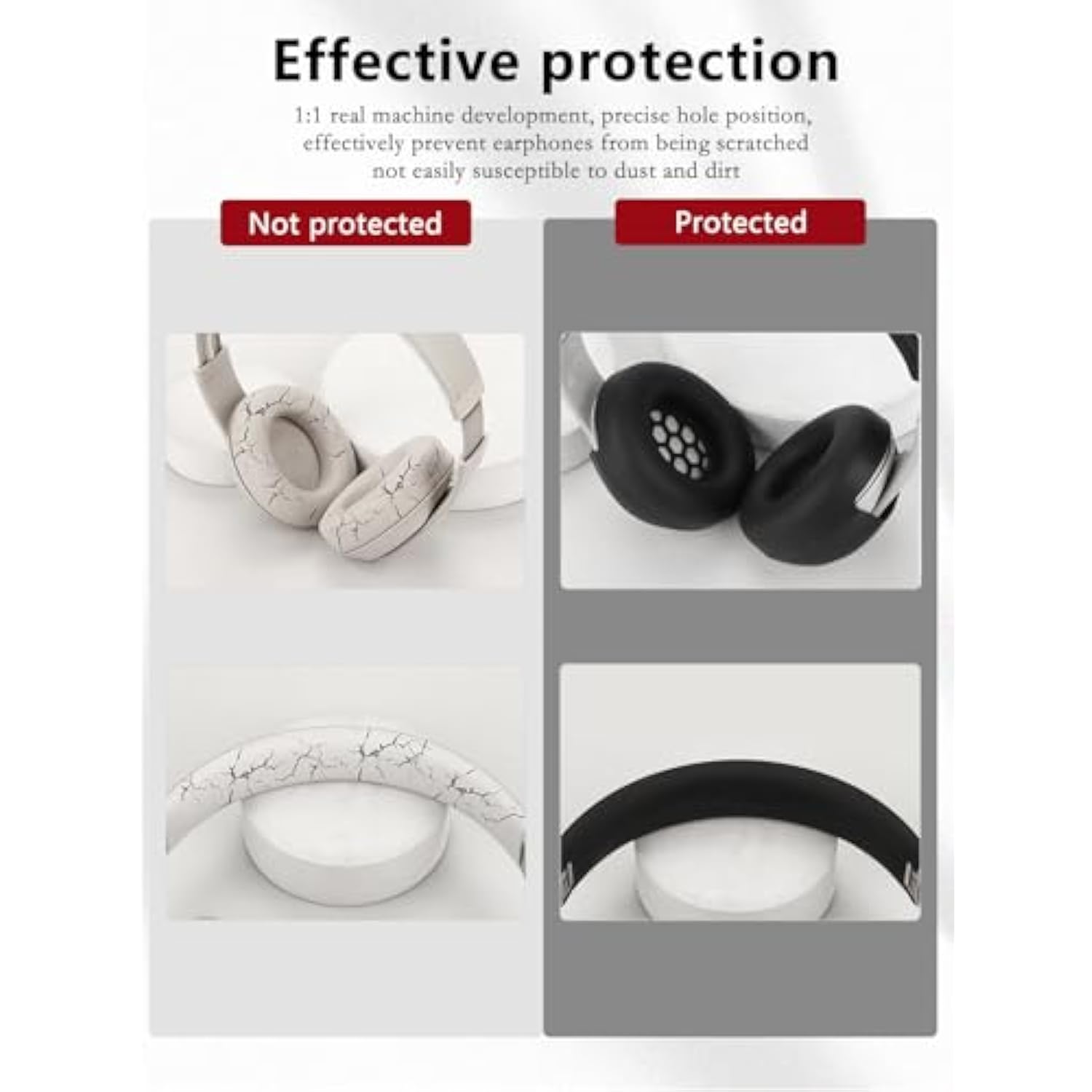 3 Sets Case Covers For Sony Wh-1000Xm6,With Washable Ear Cushion & Headband & Ear Cup Covers,Anti-Scratch Sweatproof Soft Silicone Accessories (Black)