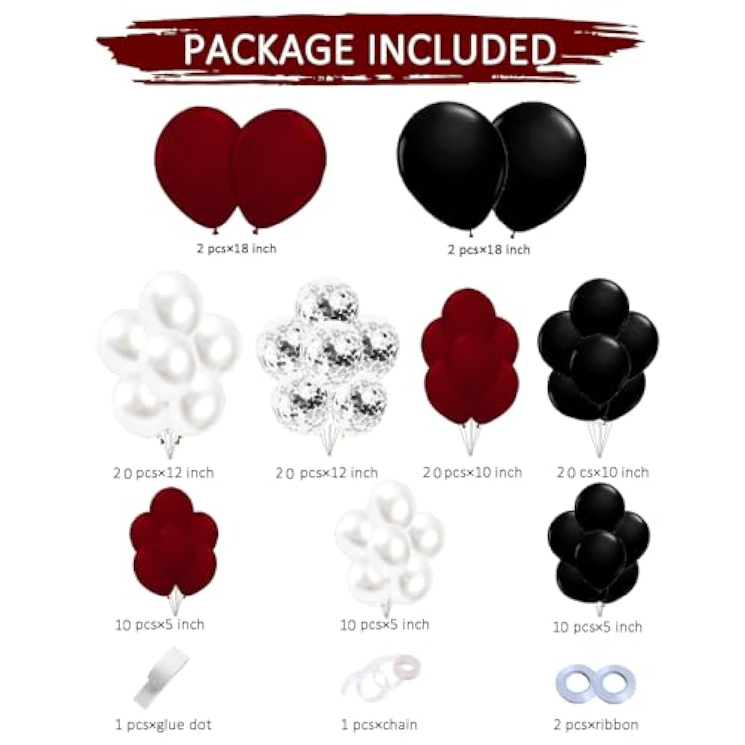 Graduation Decorations Maroon Black 2025/Burgundy Maroon White Graduation Party Decorations 2025 Burgundy Black Balloons 114Pcs Burgundy White Balloon Birthday Wedding