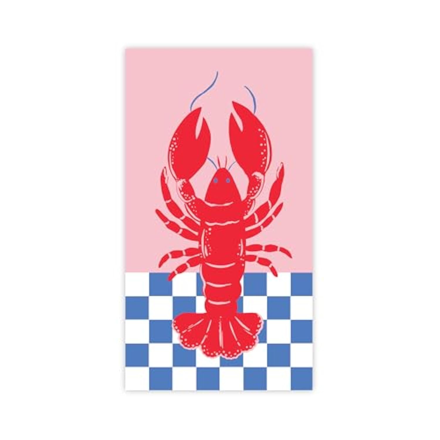 Decorative Lobster Paper Guest Towels, Red And Blue Checkered