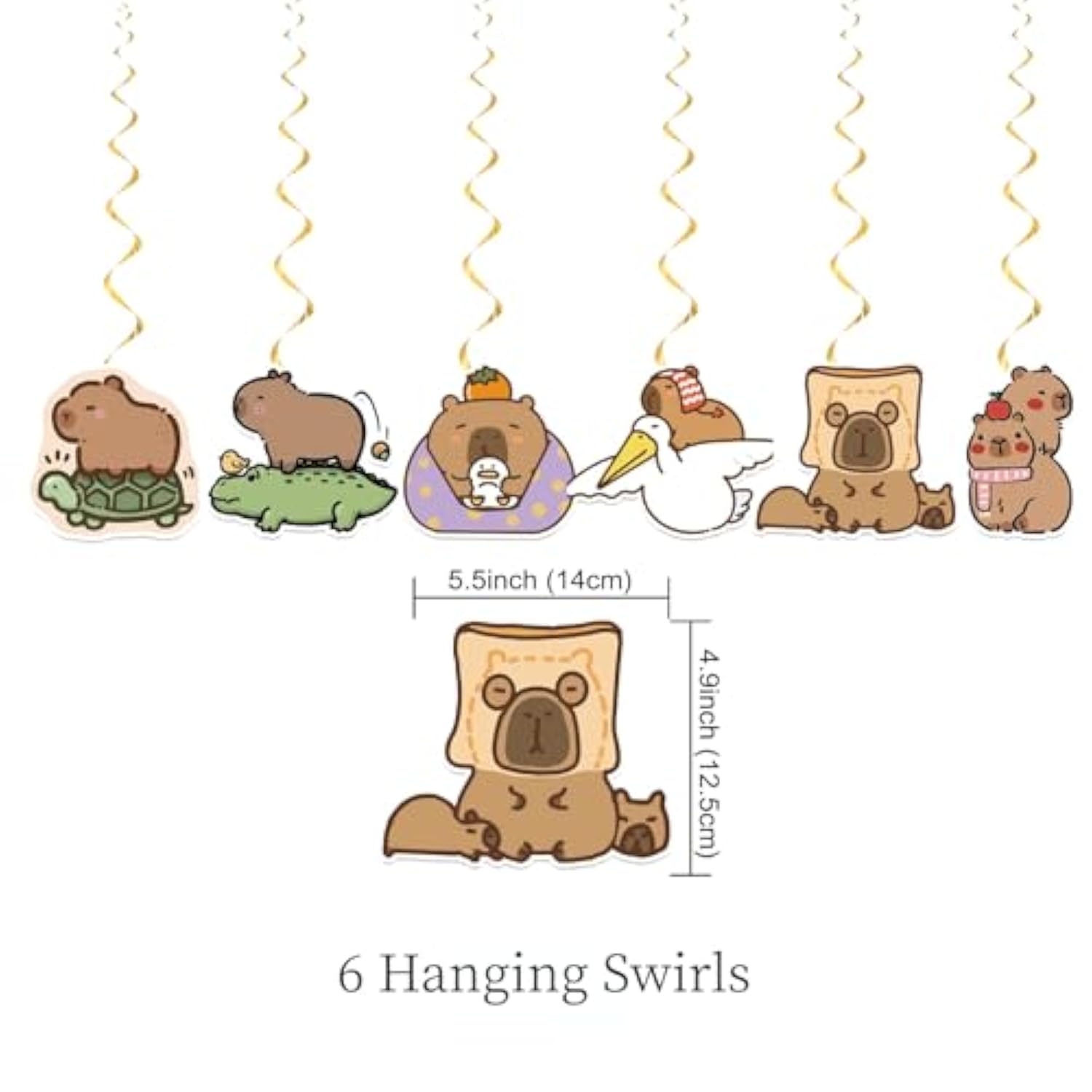 Capybara Birthday Decor Set with Banner, Swirls, Toppers and Balloons