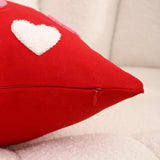 Valentines Day Throw Pillow Covers 18X18 Set Of 2 Heart Love Couples Decorations Embroidery Cushion Covers Home Decor For Couch Girlfriend Sofa Bedroom, White Red Pink