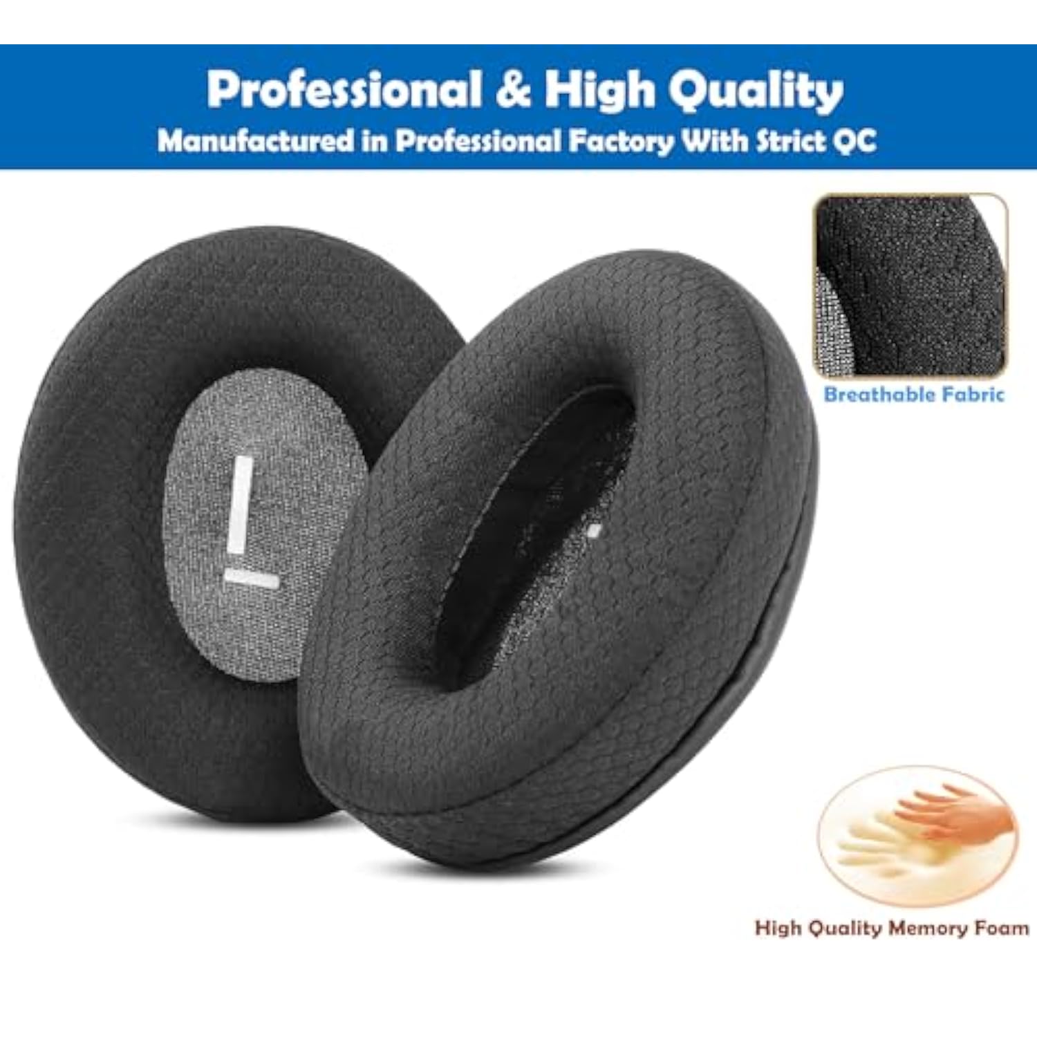Breathable&Durable Replacement Earpads Cushion Compatible With Mpow H19 Ipo Bluetooth 5.0 Active Noise Cancelling Headphone Ear Pads With Mesh Fabric And Memory Foam
