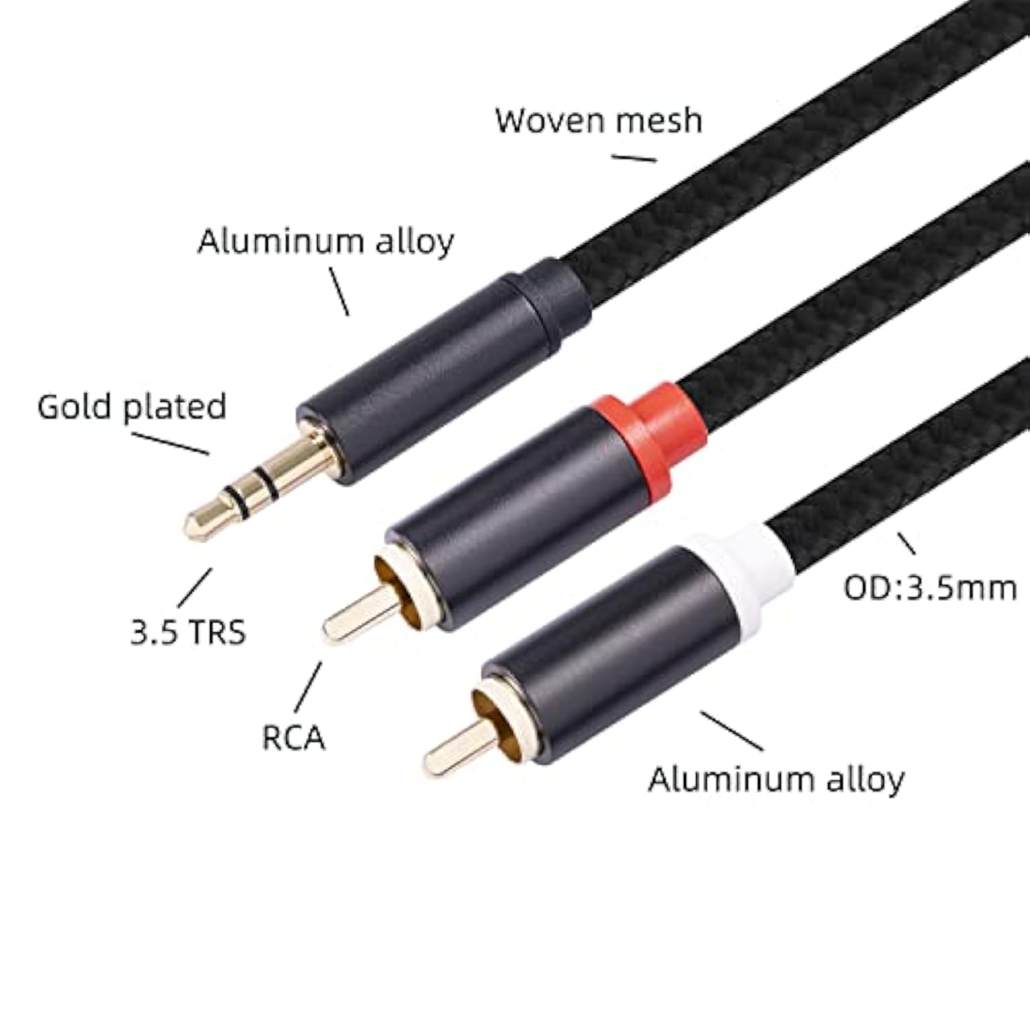 2 Pack 3.5Mm To Rca Cable,Gold Plated,Nylon Braided 1/8 Male To Male Stereo Au