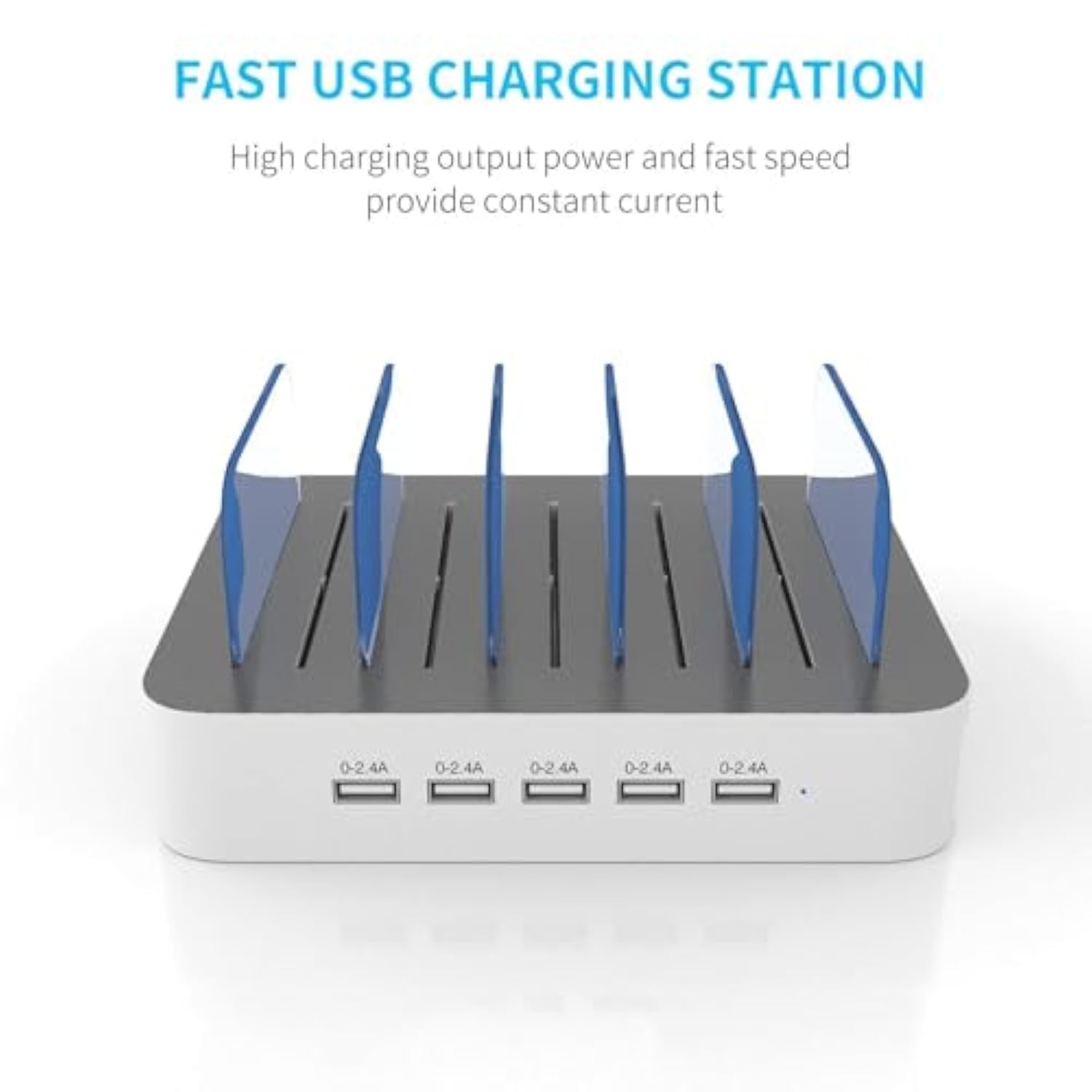 Charging Station For Multiple Devices : 5 Port Multi Usb-A Charger Stations Multi-Device Organizer Charging Dock Designed For Iphone Ipad Cell Phone Tablets (7 Short Cables Included)