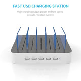 Charging Station For Multiple Devices : 5 Port Multi Usb-A Charger Stations Multi-Device Organizer Charging Dock Designed For Iphone Ipad Cell Phone Tablets (7 Short Cables Included)