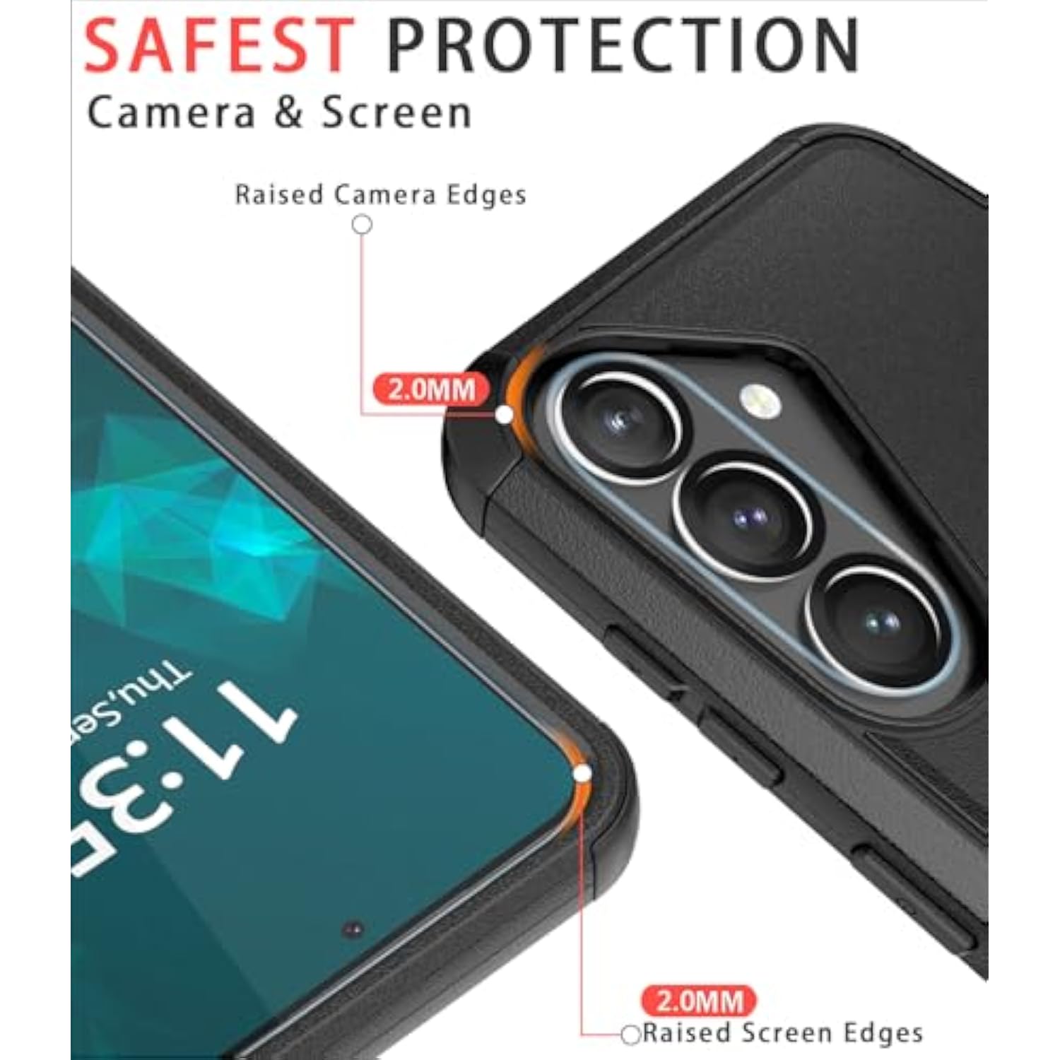 For Samsung Galaxy S25 Case - 15Ft -Grade Drop Protection, With Screen Protector & Camera Lens Protector, Heavy Duty Phone Cover For Galaxy S25 Case (Black)