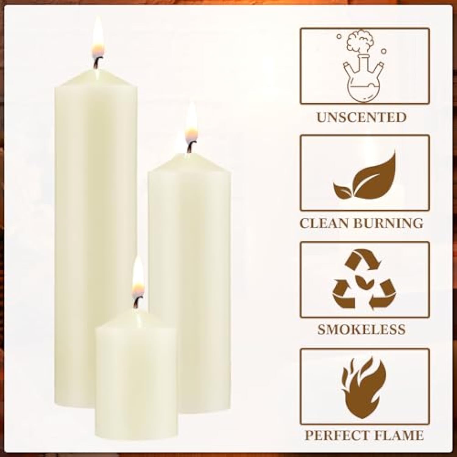 36 Pcs Pillar Candles Bulk Set Of 3 Long Burning Wax Pillar Candles 2 In X 3, 6, 8 Inch Dripless Unscented Smokeless For Wedding Party Spa Lantern Fireplace Home(Ivory White)