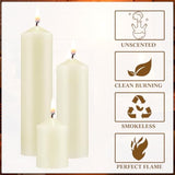 36 Pcs Pillar Candles Bulk Set Of 3 Long Burning Wax Pillar Candles 2 In X 3, 6, 8 Inch Dripless Unscented Smokeless For Wedding Party Spa Lantern Fireplace Home(Ivory White)