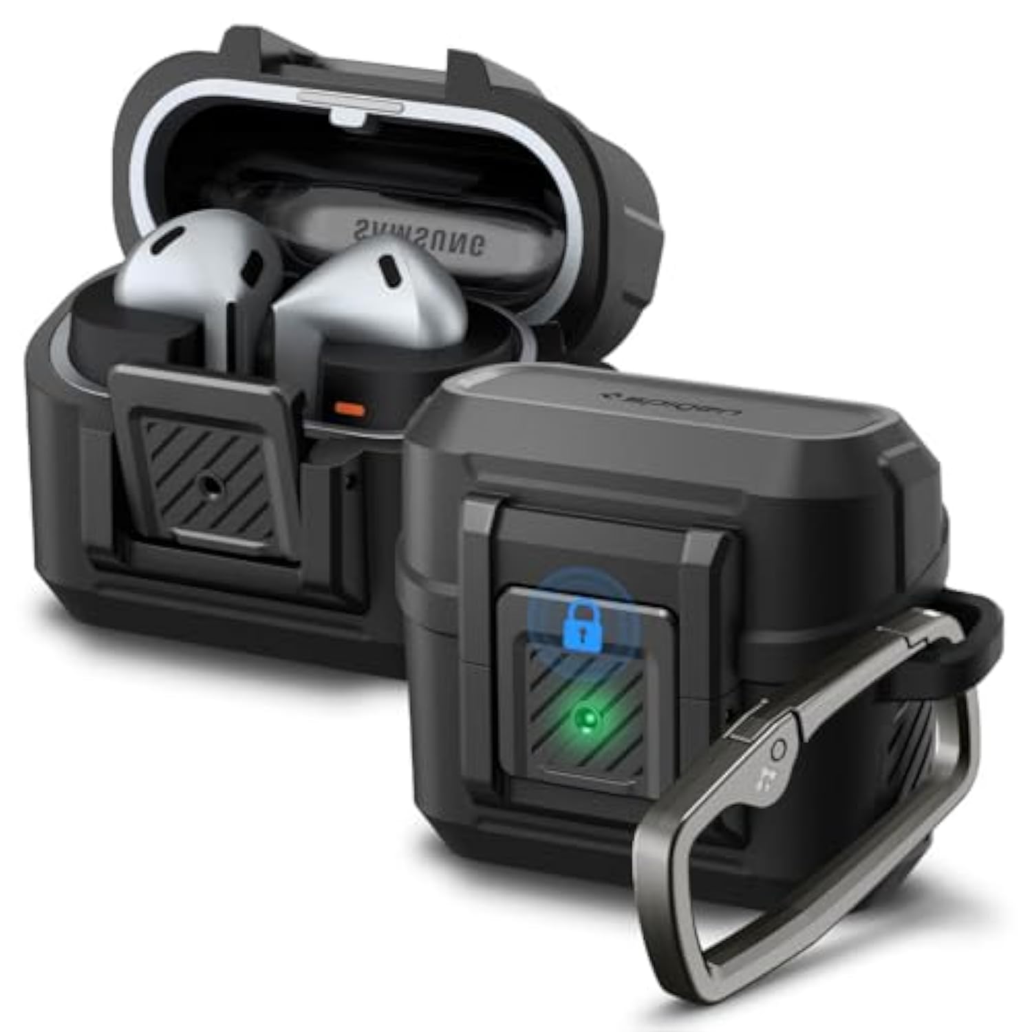 Spigen Lock Fit Designed for Samsung Galaxy Buds3 Pro and Buds 3 Case (2024) Cover with Secure Locking Protection - Matte Black