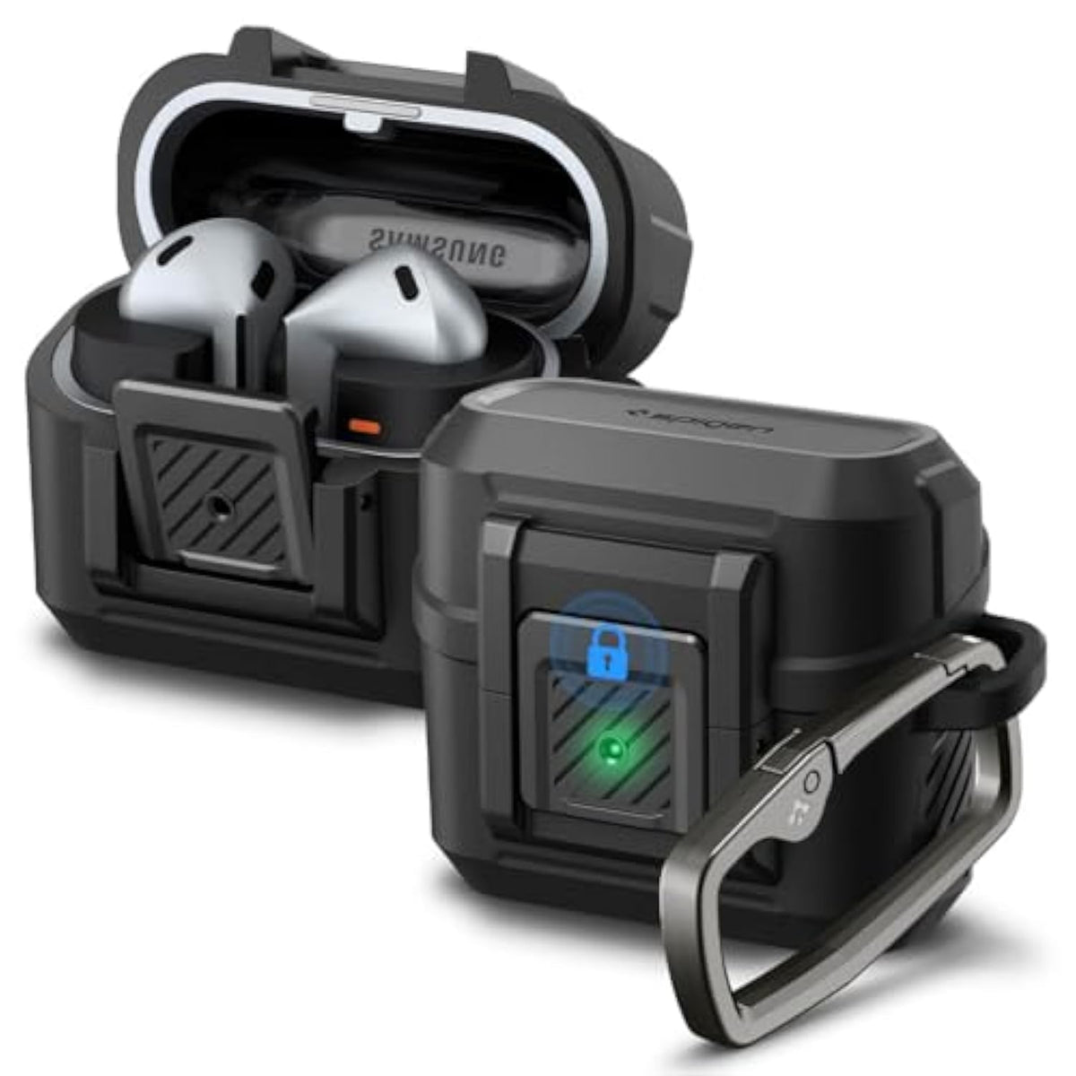 Spigen Lock Fit Designed for Samsung Galaxy Buds3 Pro and Buds 3 Case (2024) Cover with Secure Locking Protection - Matte Black