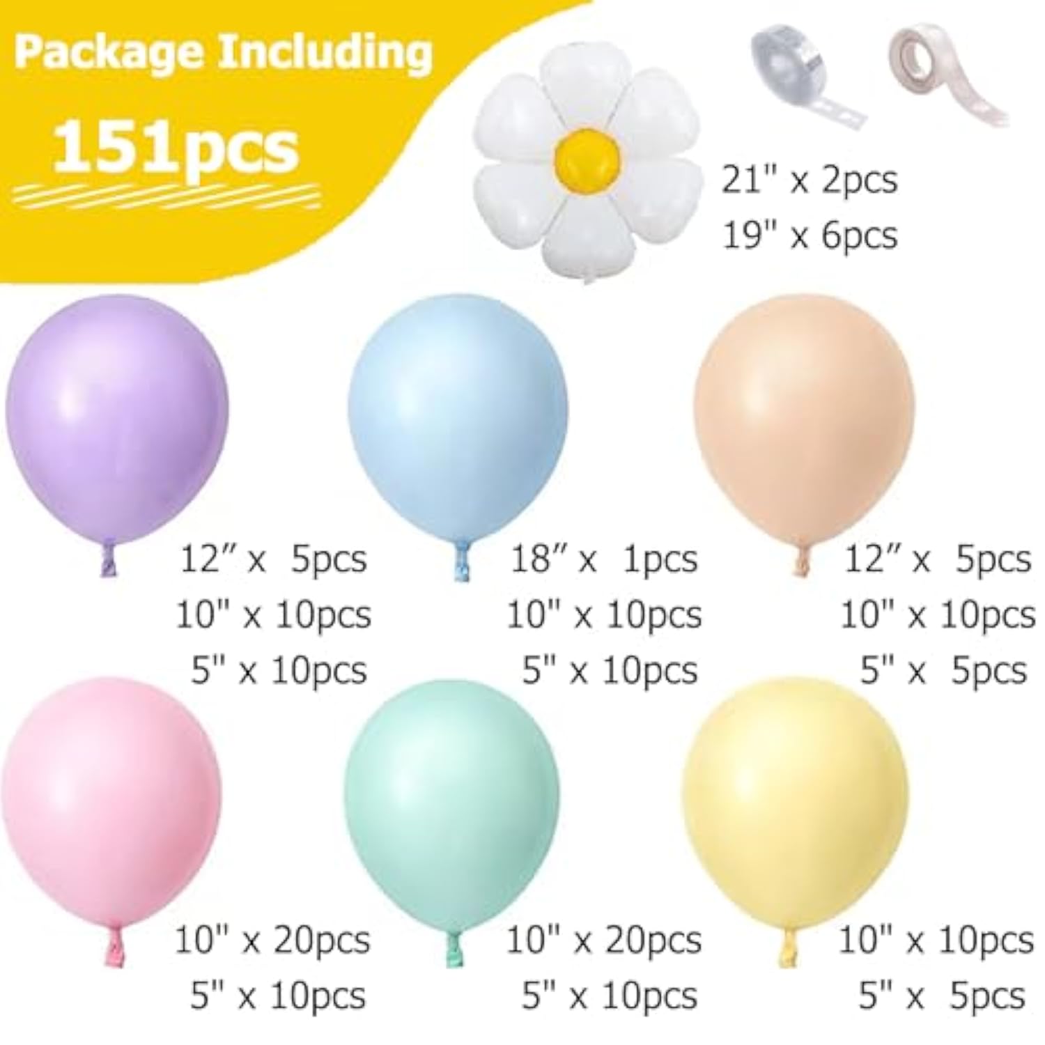 Daisy Balloon Arch Kit: Purple, Blue, Pink Baby Shower Decor