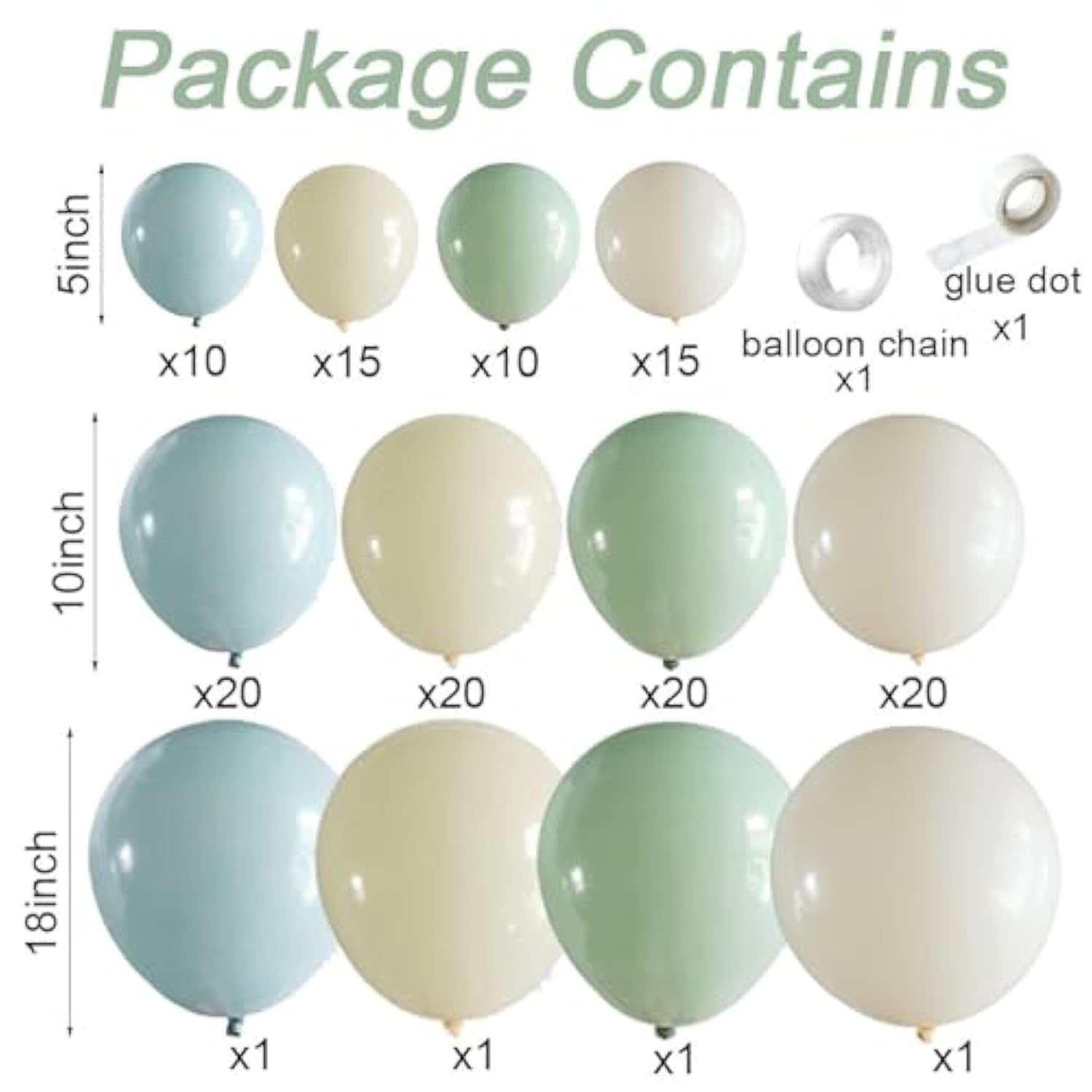 Baby In Bloom Spring Wildflowers Balloon Arch Garland Kit 136 Pieces Mist Blue, Pastel Green, Yellow Ivory & White Balloons For Fairy Flower Theme Boho Baby Shower Birthday Party Decorations