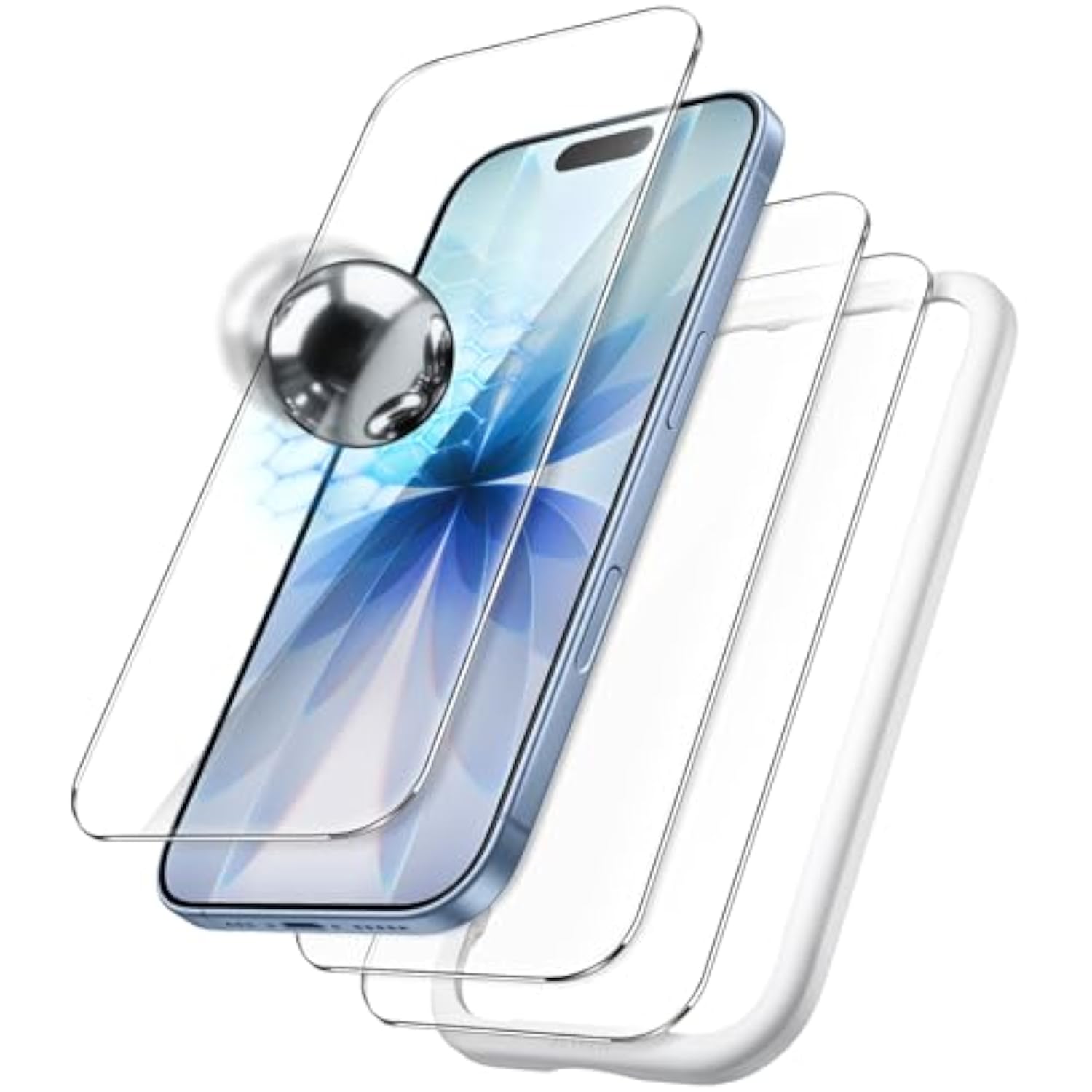 JETech Shatterproof Screen Protector for iPhone 17 6.3-Inch, 9H+ Tempered Glass Military Grade Film with Easy Installation Tool, Case-Friendly, HD Clear, 3-Pack