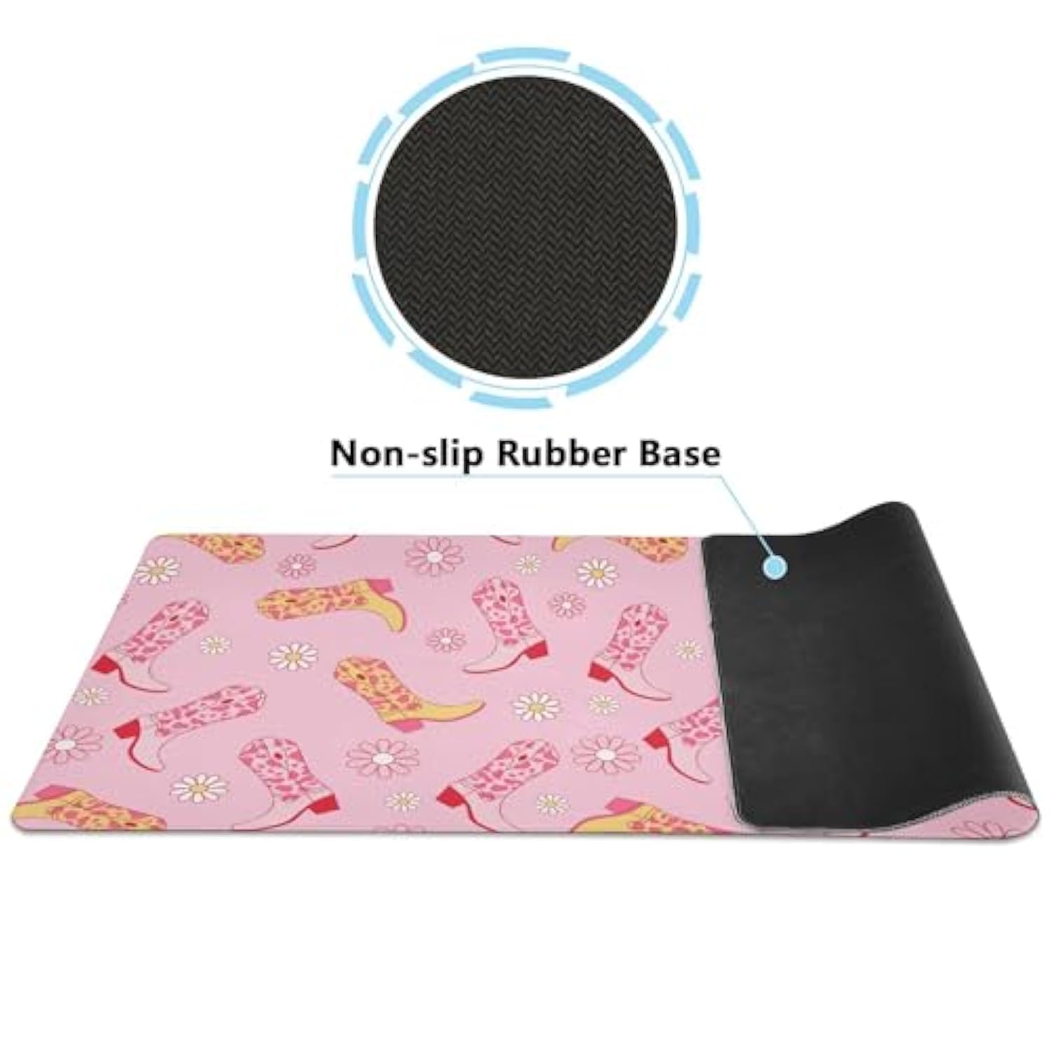 Western Cowgirl Boots And Flowers Gaming Mouse Pad Large Mousepad Extended Computer Keyboard Desk Pad Non-Slip Desk Mats For Work Game Home Office, 31.5 X 15.7 Inch