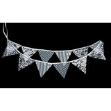 White Floral Lace Pennant Banner, Fabric Triangle Lace Bunting Flag Garland - 10.8 Feet