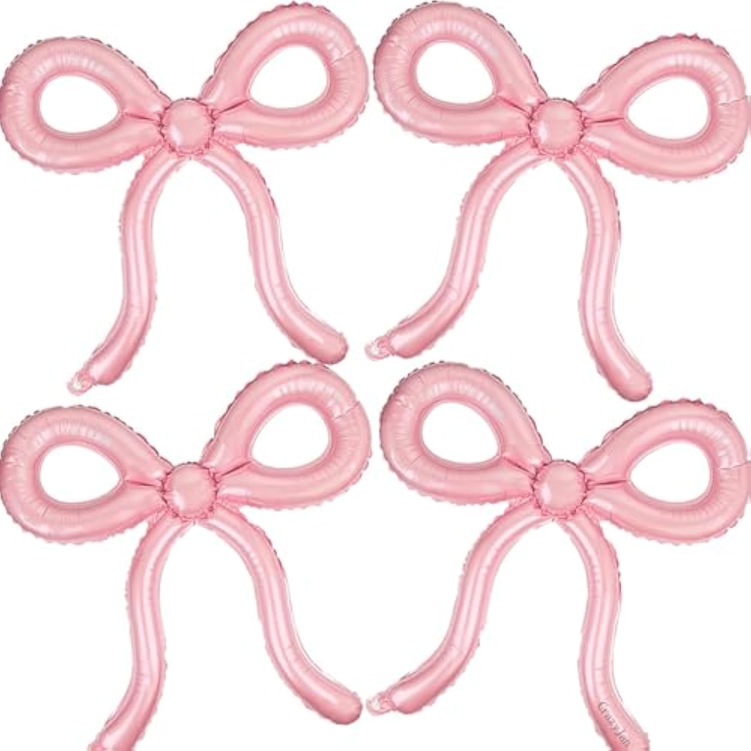 4 Pcs Large Pink Bow Balloons Pink Party Decorations For Women And Girls Birthday, Bridal Shower, Baby Shower, Bachelorette Engagement, Halloween Party Supplies 26 X 24 Inch