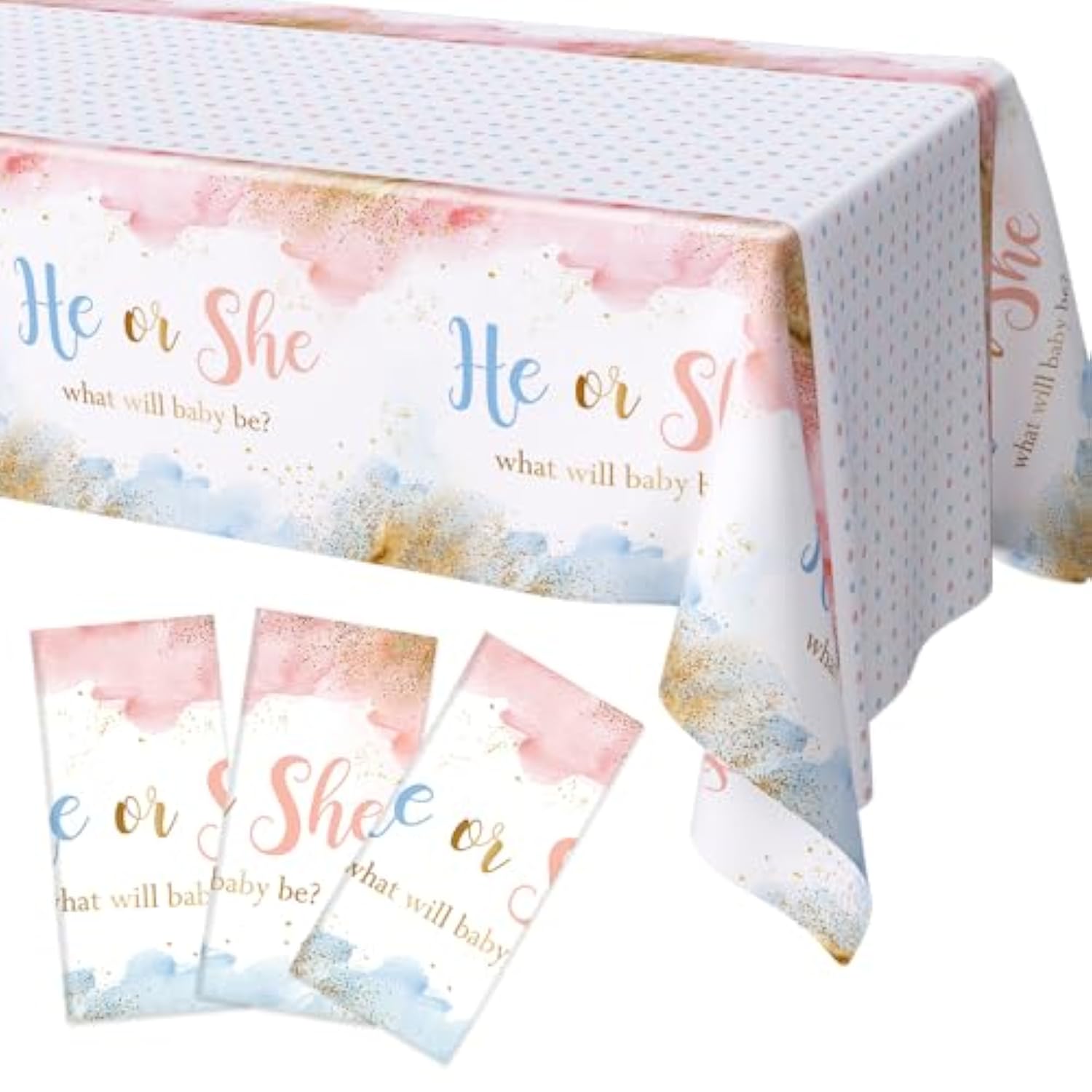 3 Pieces Pink Gender Reveal Tablecloth For Boy Or Girl Blue Gender Reveal Party Decorations Supplies Pink And Blue Plastic Table Cloth Disposable Table Covers For Baby Shower 108 X 54 Inch