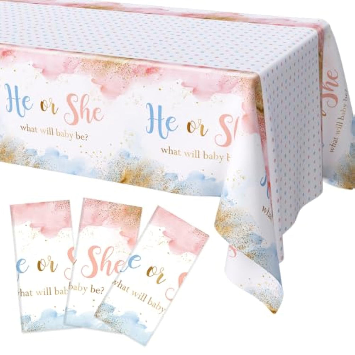 3 Pieces Pink Gender Reveal Tablecloth For Boy Or Girl Blue Gender Reveal Party Decorations Supplies Pink And Blue Plastic Table Cloth Disposable Table Covers For Baby Shower 108 X 54 Inch