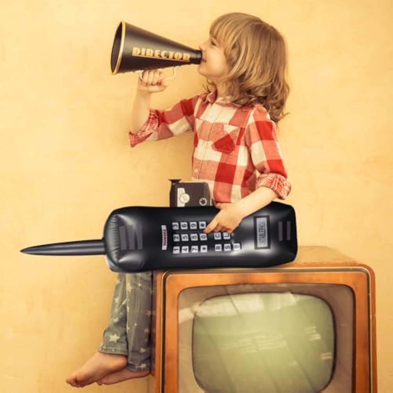 2 Packs Inflatable Mobile Phone Inflatable 80'S Retro Mobile Phone Party Decoration Theme Props Fancy Dress Accessory 30 Inches