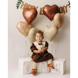 Sand White Brown Heart Balloons,10Pcs Apricot Beige Foil Heart Shaped Balloons,18Inch Boho Cream Nude Neutral Helium Balloon For Valentines,Engagement,Birthday,Baby Shower,Wedding Party Decorations