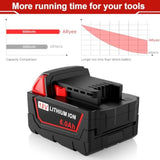 Replacement For 18V M18 Battery Compatible With Milwaukee M18 Battery 18V 6.0Ah 48-11-1850 48-11-1840 48-11-1890 48-11-1815 M18 M18B Cordless Power Tools Lithium-Ion Battery