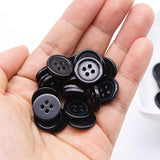 5/8 Inch 4 Holes Black Buttons 15Mm Sewing Round Button For Craft Pack