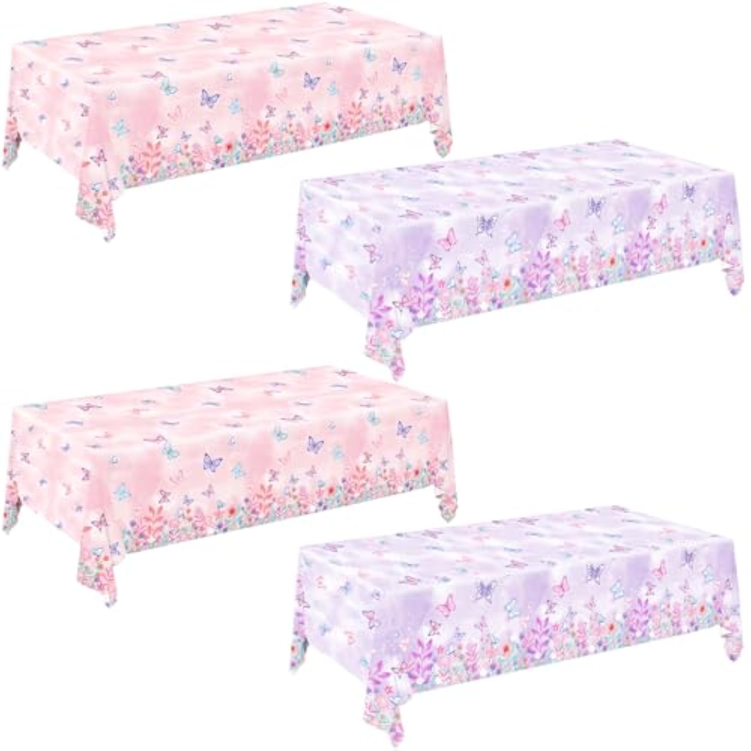 4 Pack Butterfly Tablecloths, Butterfly Birthday Decorations For Kids' & Girls' Birthdays, Disposable Table Covers, 54 X 108 Inche