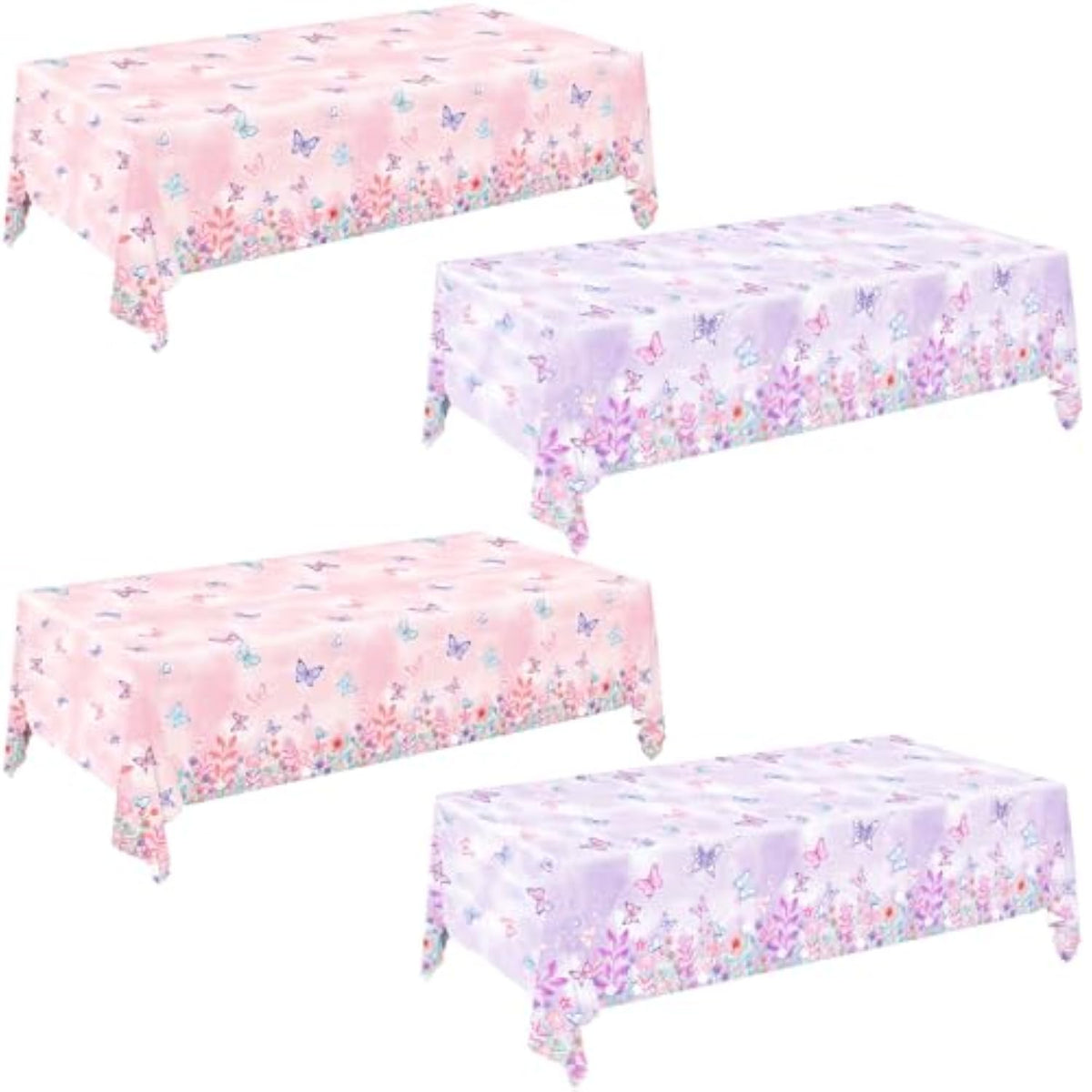 4 Pack Butterfly Tablecloths, Butterfly Birthday Decorations For Kids' & Girls' Birthdays, Disposable Table Covers, 54 X 108 Inche