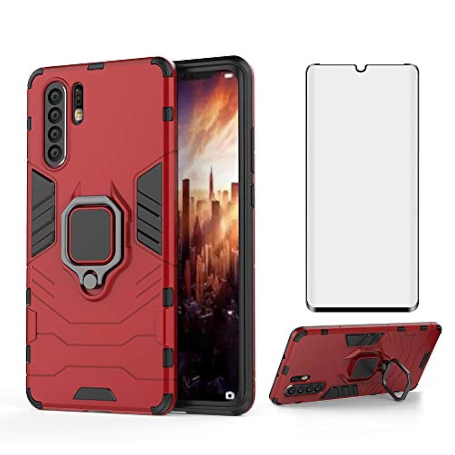 Phone Case for Huawei P30 Pro with Tempered Glass Screen Protector