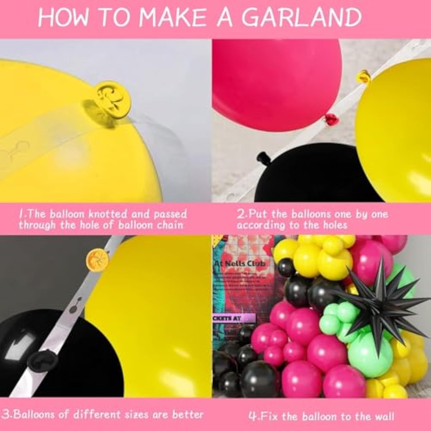 80S 90S Party Decorations, Disco Balloon Arch Kit 80S 90S Theme Party Decorations, 80S 90S Balloon Arch Include Rose Red Black Yellow Green Latex Balloons Disco Foil Balloons For 80S 90S Party Decor