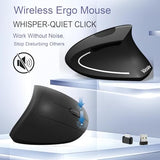Ergonomic Wirelessmouse, Usb A+Type C(2 In 1) Connection, 800/1200/1600 Dpi, 6 Silent Buttons, 2.4Ghz Carpal Tunnel Rechargeable Vertical Mice, For Laptop, Desktop,Macbook-Black