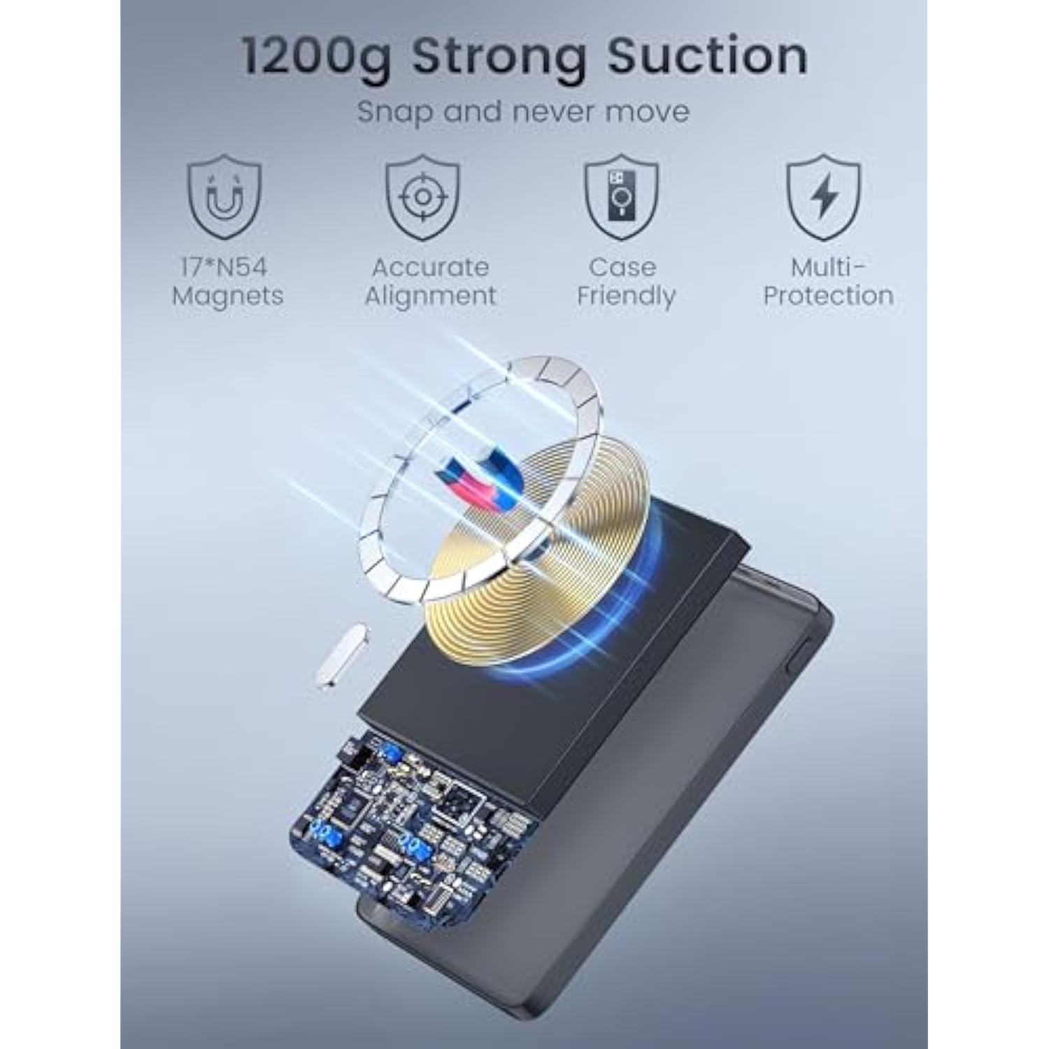 For Magsafe Portable Charger, [0.3" Ultra Slim] Magnetic Power Bank,[Alloy-Made] 5000Mah Wireless Portable Charger, Usb C Battery Pack 18W Fast Charging For Iphone Samsung (Grey)