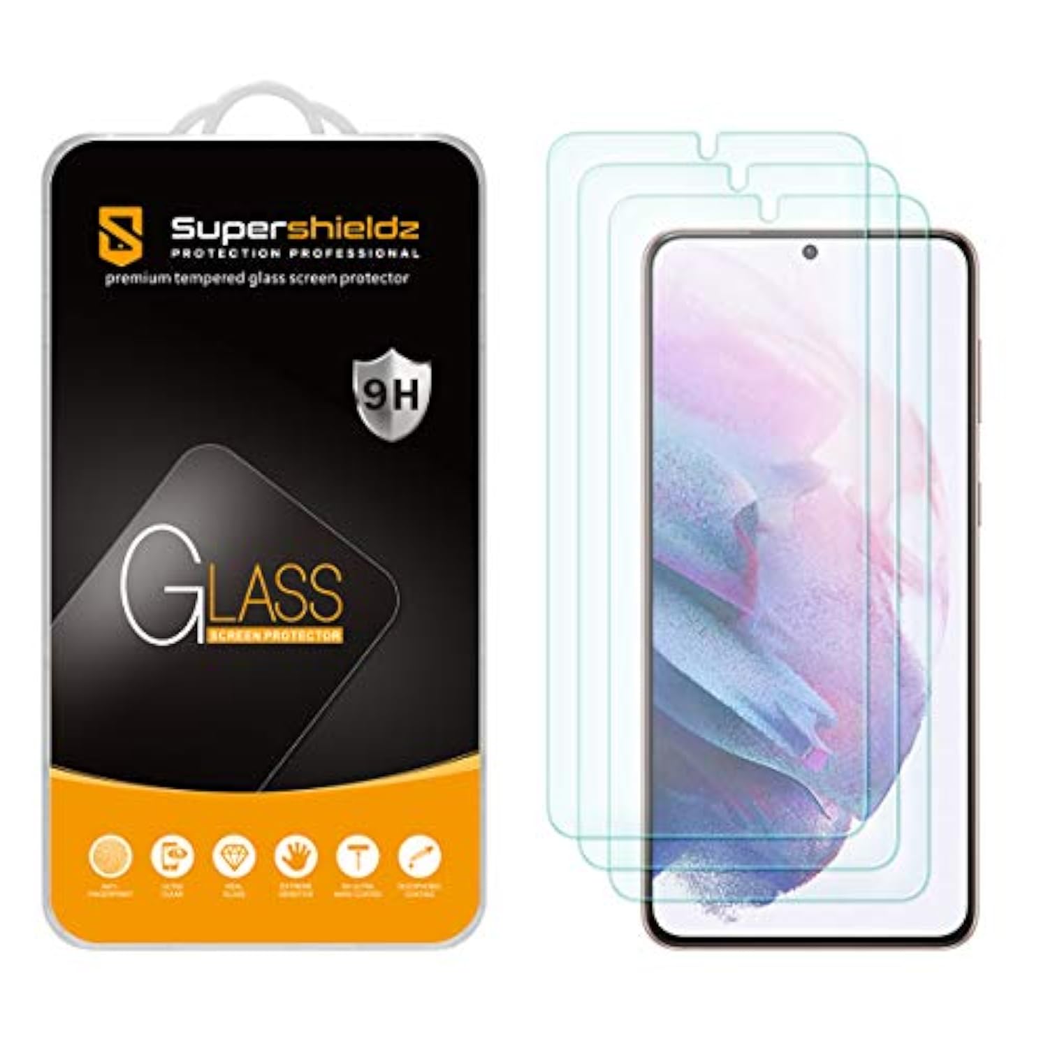 (3 Pack) Designed For Samsung Galaxy (S21 Plus 5G) Tempered Glass Screen Protector, Anti Scratch, Bubble Free