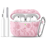 AirPods Pro 3 Case with Cleaner Kit & Keychain, Pink - Engraved Silicone Protective Case
