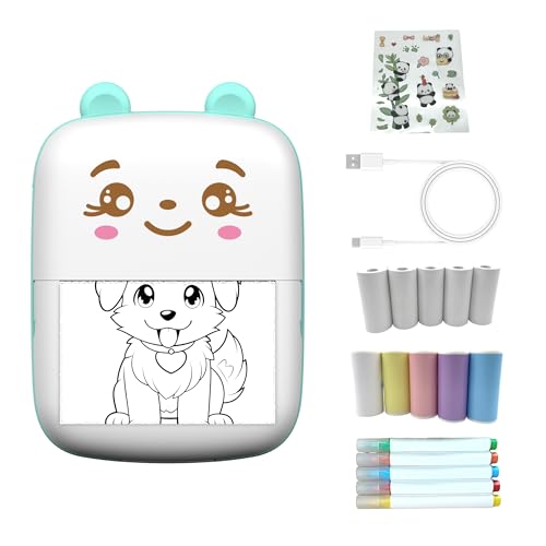Mini Printer Portable Sticker Printer With 10 Paperrolls,Thermal Printing Pod,Ink-Free Bluetooth Label Maker Diy Crafts,Journals,Photos,Office & Home Use Printing Gift Box