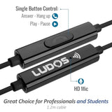 LUDOS OMNITONE Wired Earbuds in-Ear Headphones, 5 Year , Earphones with Microphone, 3.5 mm Jack Corded Ear Buds, Videoconference for iPhone, Samsung, Computer, Laptop, Kids, School Students