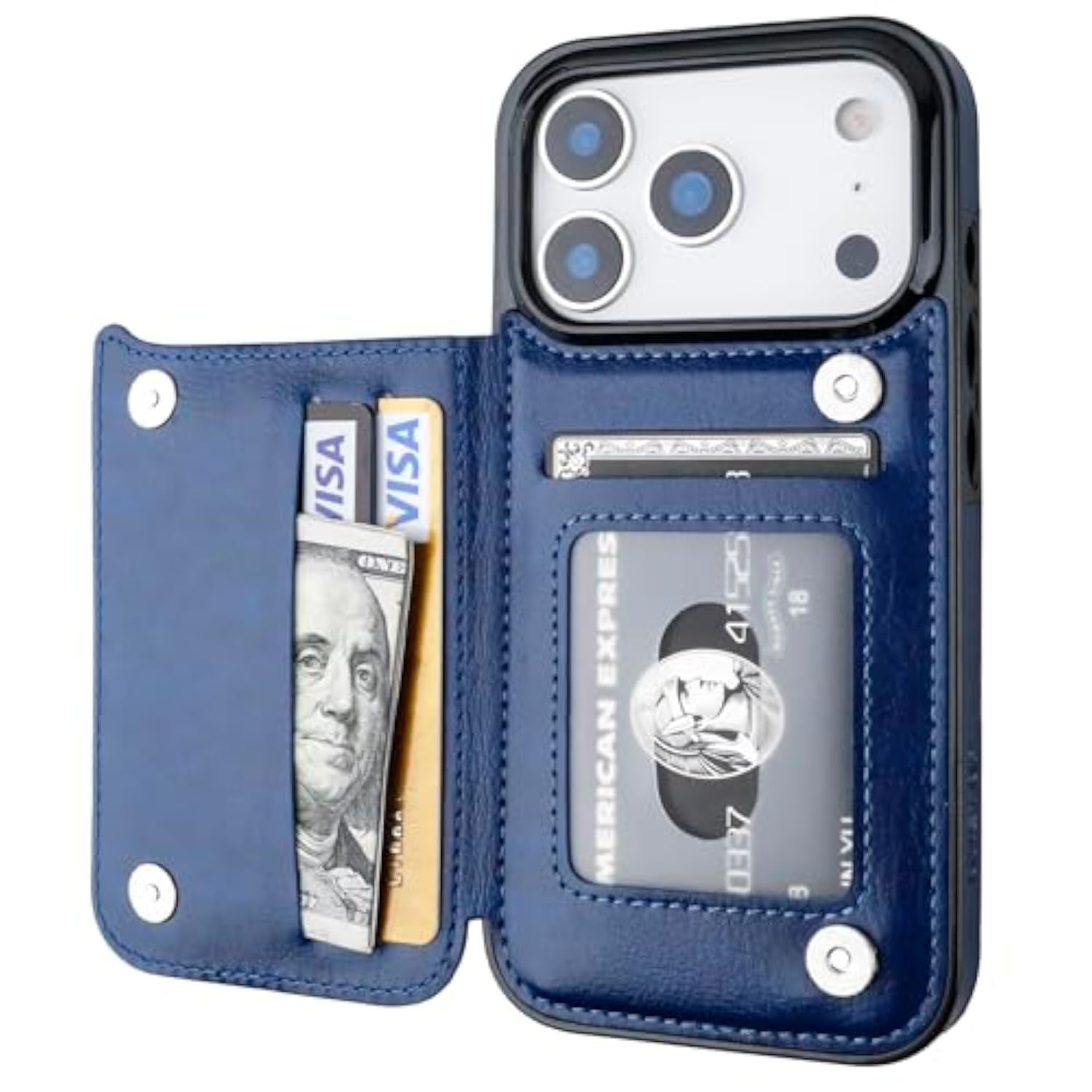 iPhone 17 Pro Wallet Case with Credit Card Holder, Blue
