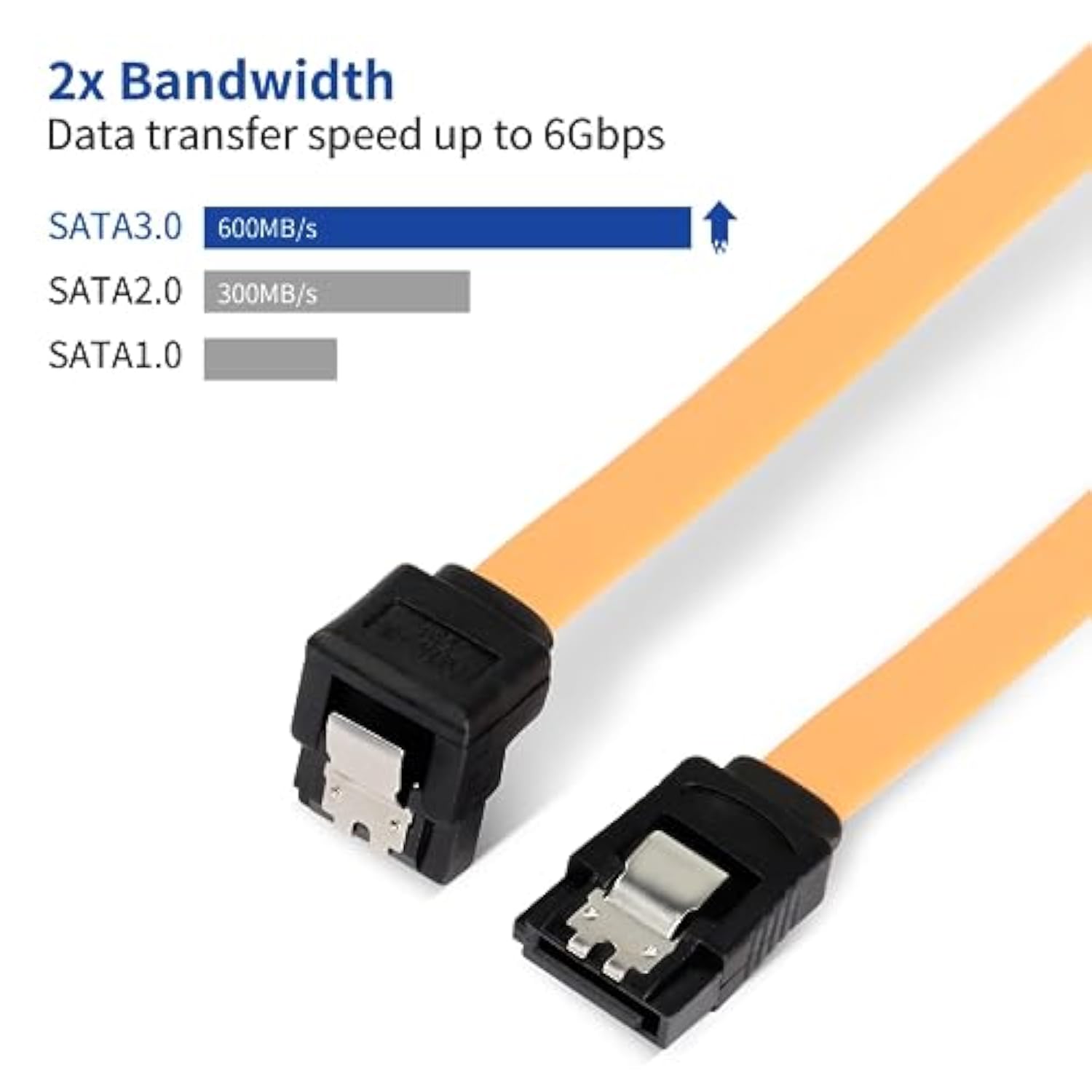Sata Iii Cable, 39.37 Inch 90 Degree Hard Drive Sata Data Cable With Locking L