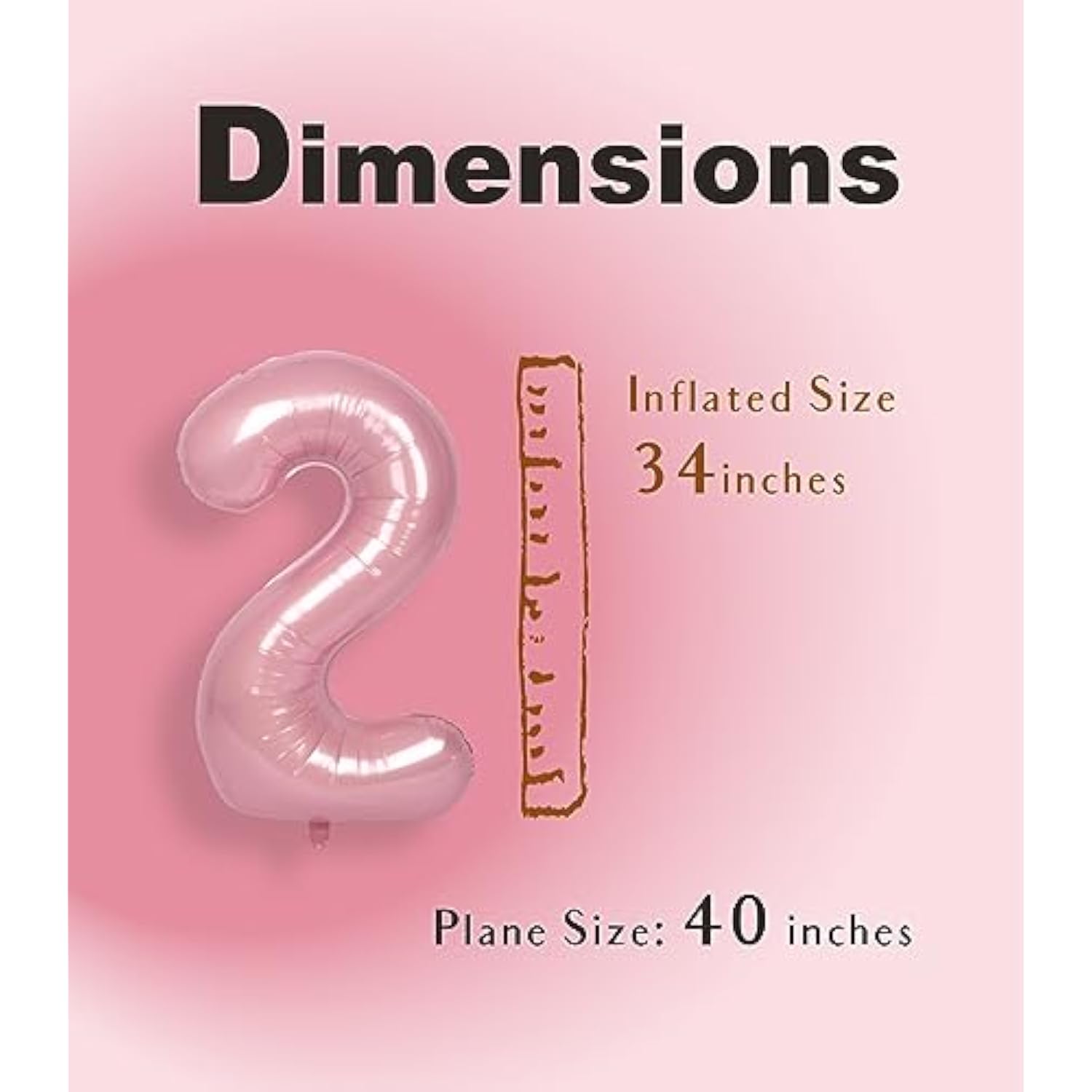 40 Inch Pink Large 2 Number Balloons Big Foil Helium Number Balloons 0
